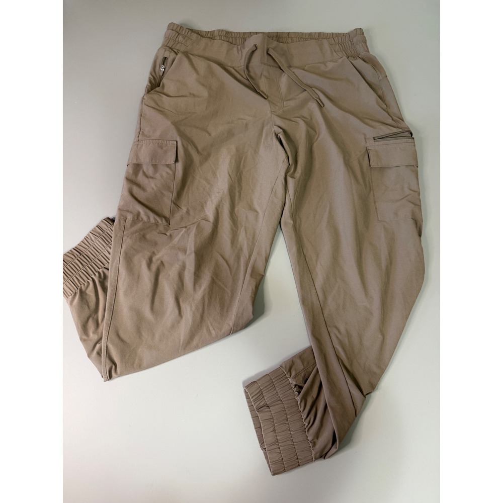 All in Motion Womens XL Cargo Joggers Taupe Brown Stretch Hiking Pants High Rise
